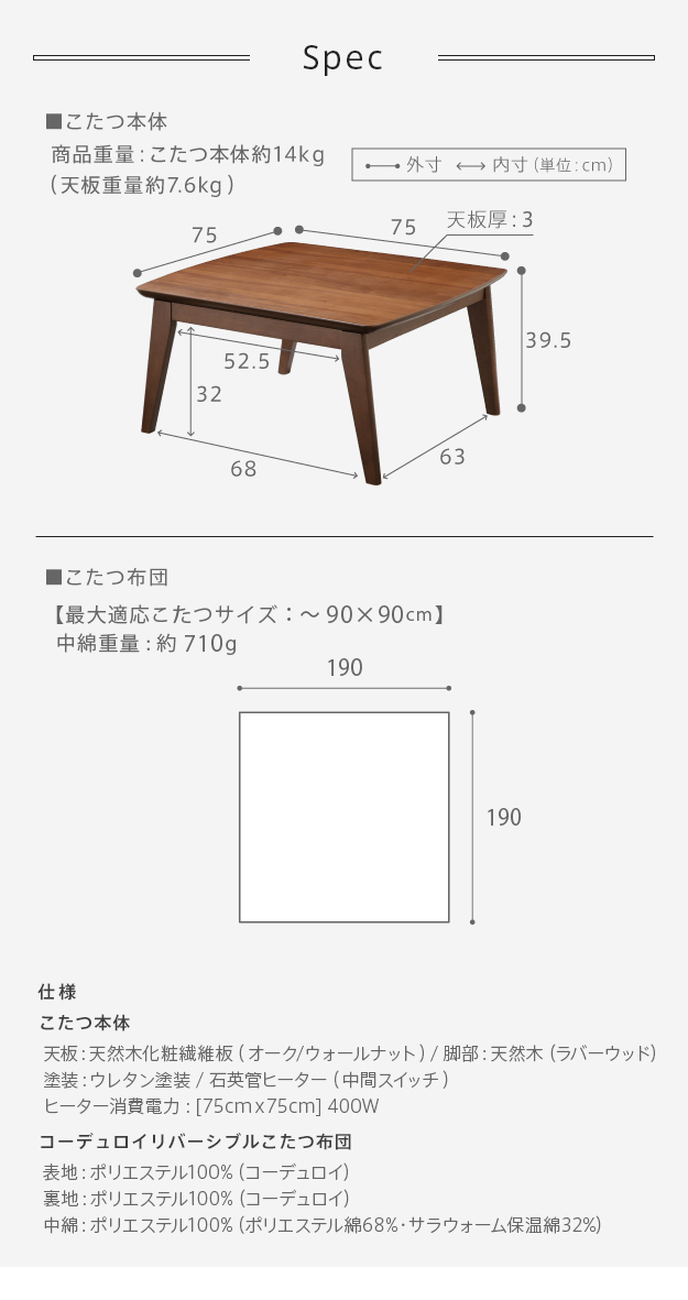 75×75cmサイズ