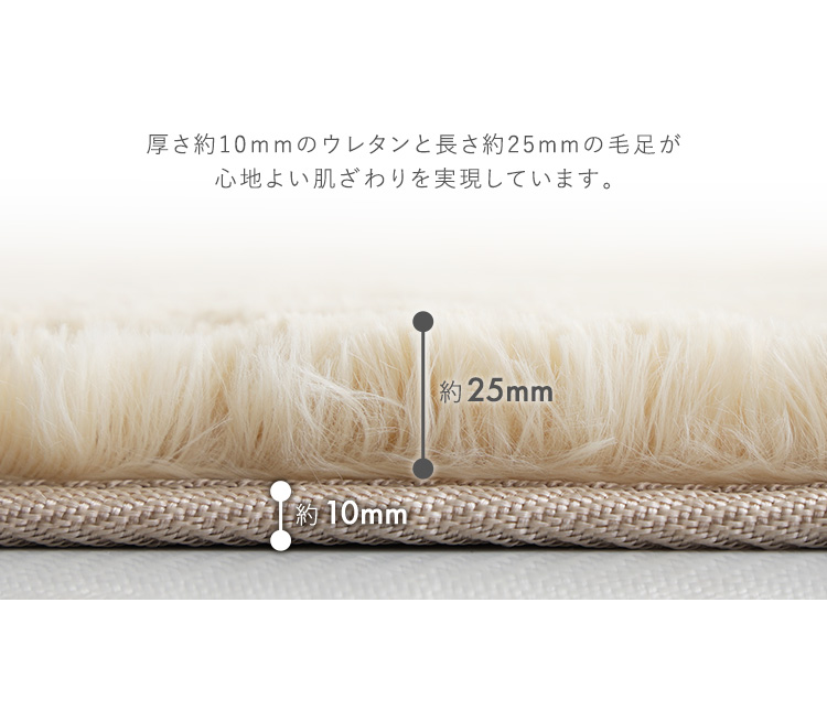 厚み10mmのウレタン＋25mmの毛足