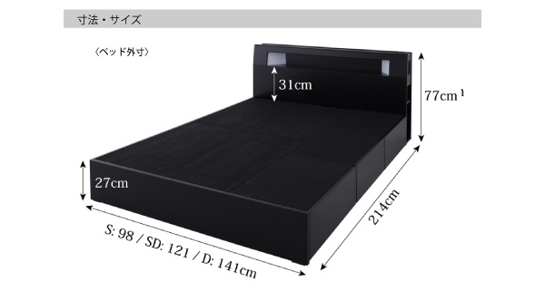 BOX構造 ライト・コンセント付収納ベッド 【Modellus】モデラス｜激安 