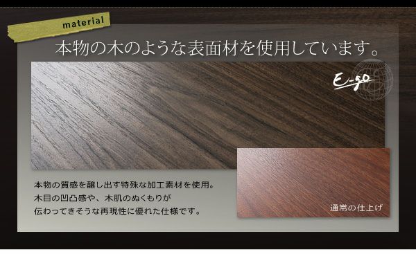 木目の凹凸感や、木肌のぬくもりが伝わってきそうな再現性に優れた仕様