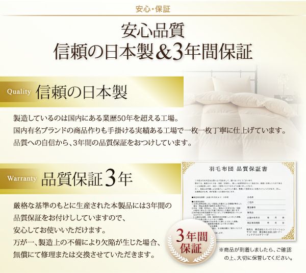 最高級羽毛93%ポーランド産グースダウン プレミアムゴールドラベル