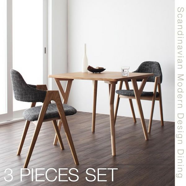 北欧モダンデザインダイニング3点セット 【ILALI】イラーリ　《テーブルW80＋チェア×2》
