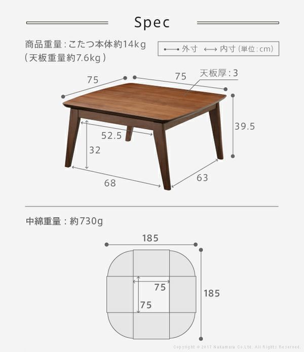 75×75cmサイズ