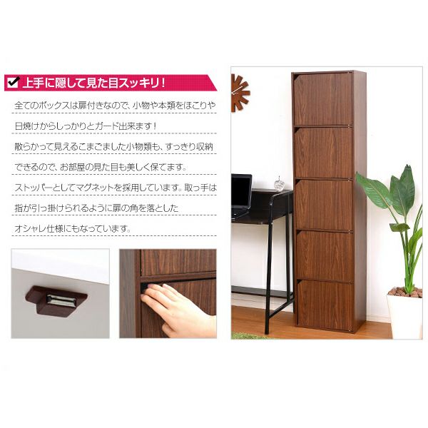 A4サイズ収納OK！扉付きカラーボックス 【5ivox】フィボックス｜激安