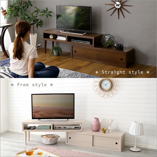 完成品！伸縮式テレビ台 引き戸タイプ 【Freeo】｜激安インテリア家具 