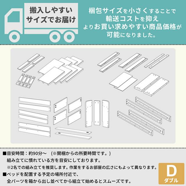 棚・USBコンセント付 引出し収納付きベッド 【Sucre】シュクレ｜激安