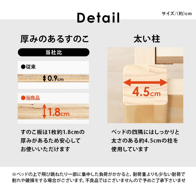 厚みのあるすのこと太い柱