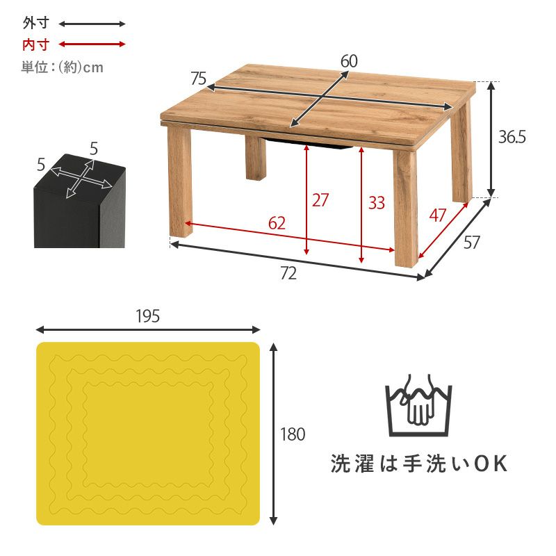 テーブル・掛布団サイズ