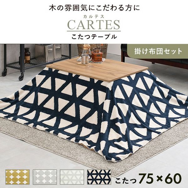 こたつ＋うす掛け布団2点セット 【CARTESsnow】カルテススノウ　75×60cm