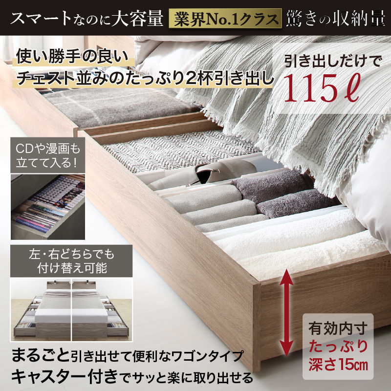 スマートなのに大容量、チェスト並みの引き出し2杯付き