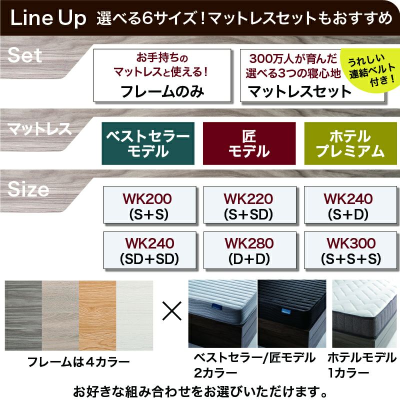 棚コンセント付き 引き出し収納 天然木調連結ファミリーベッド 棚コンセント付き 引き出し収納 天然木調連結ファミリーベッド