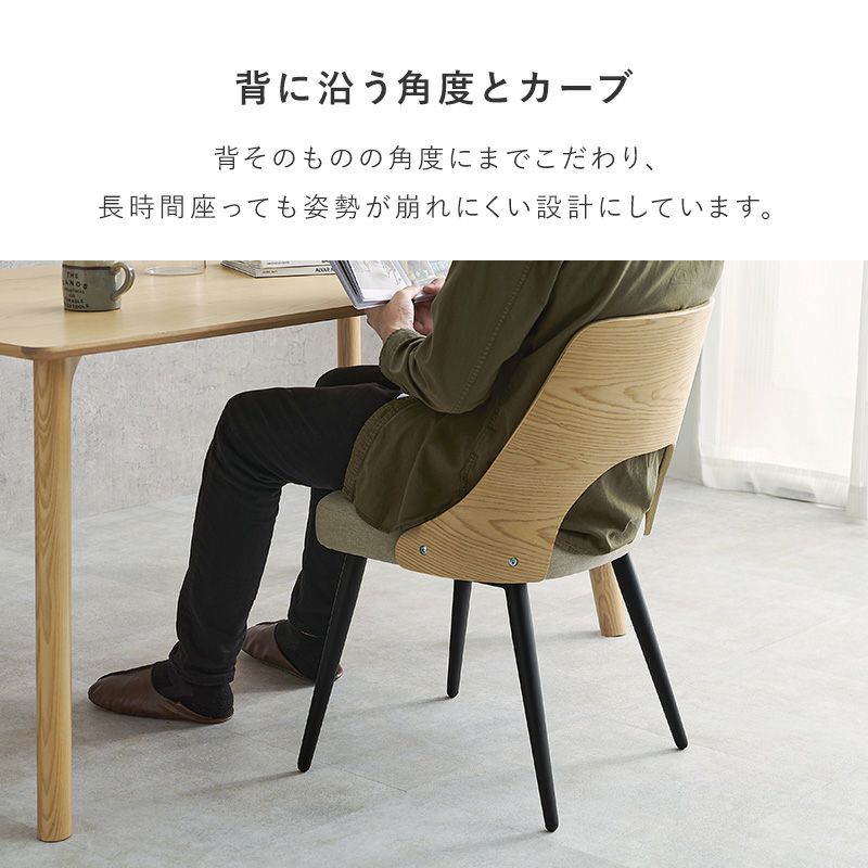 背に沿う角度とカーブ