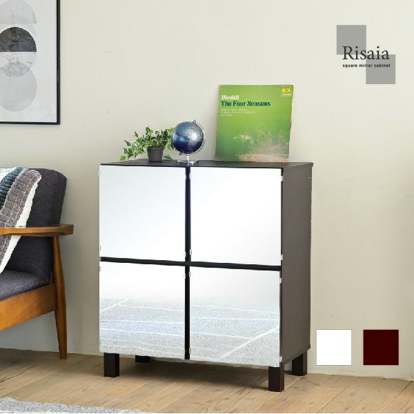 スクエアミラーキャビネット 【Risaia】リザイア