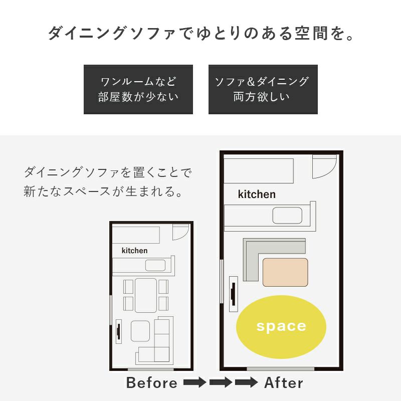 ダイニングソファーを置く事で新たなスペースが生まれる
