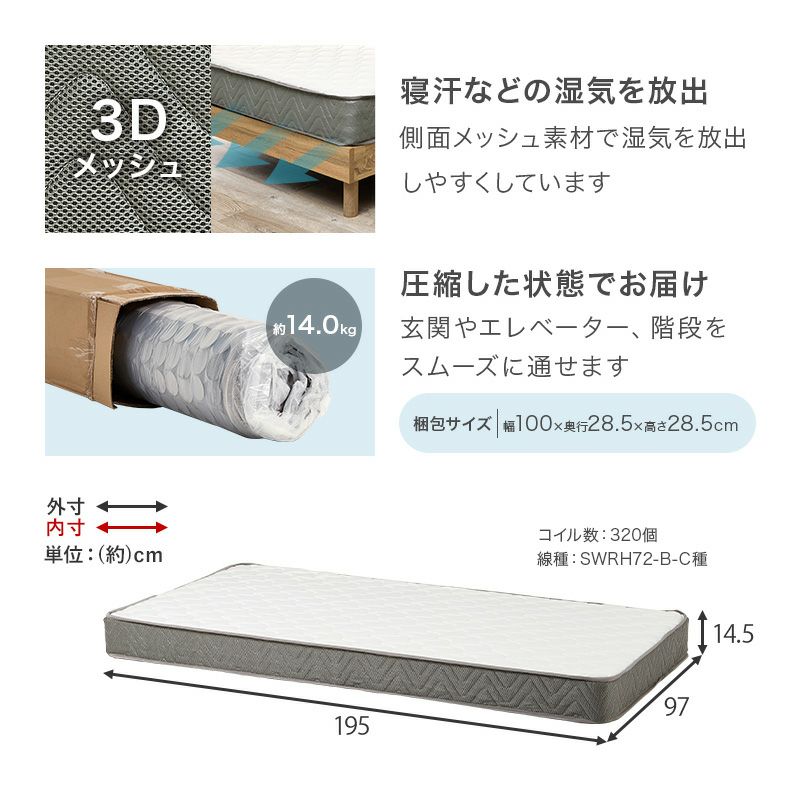 ボンネルコイルのサイズ"