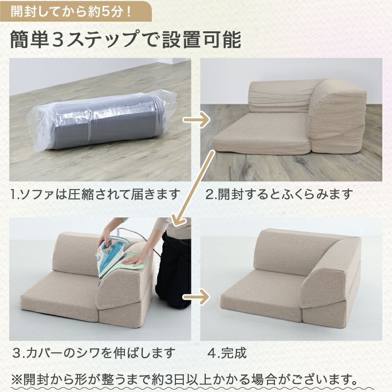 圧縮された状態で届き、簡単に設置可能