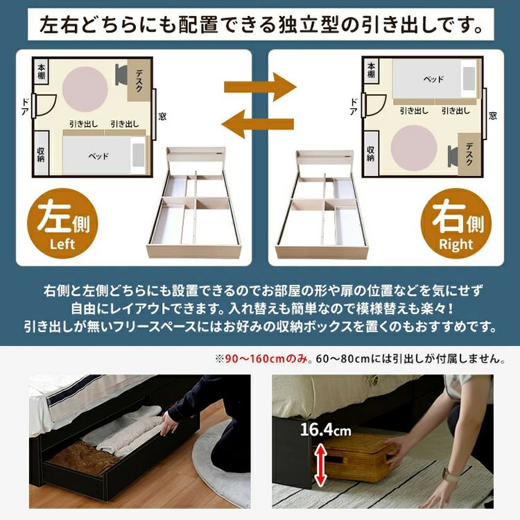 お部屋に合わせて引き出しは左右可能
